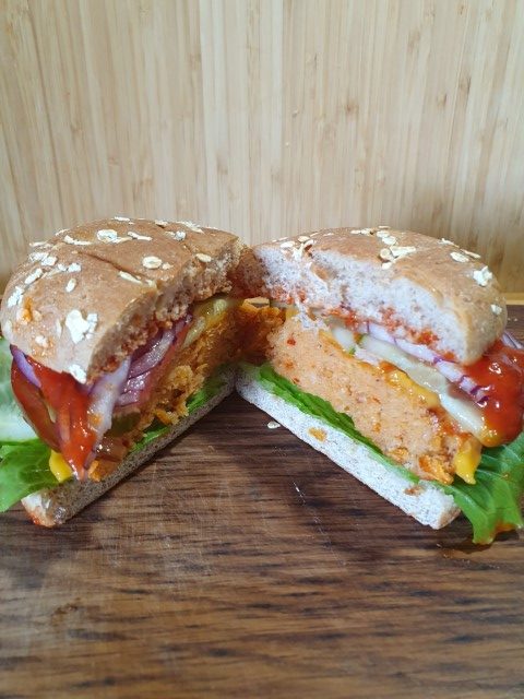 Wels-Burger zerschnitten