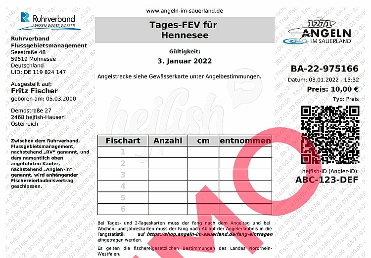 Muster für Tages-FEV für Hennesee