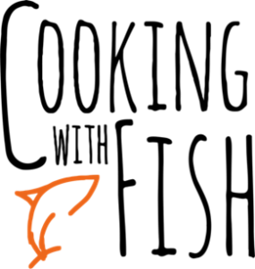 Logo betsehend aus Text "Cooking with Fish" und einer Fischillustration